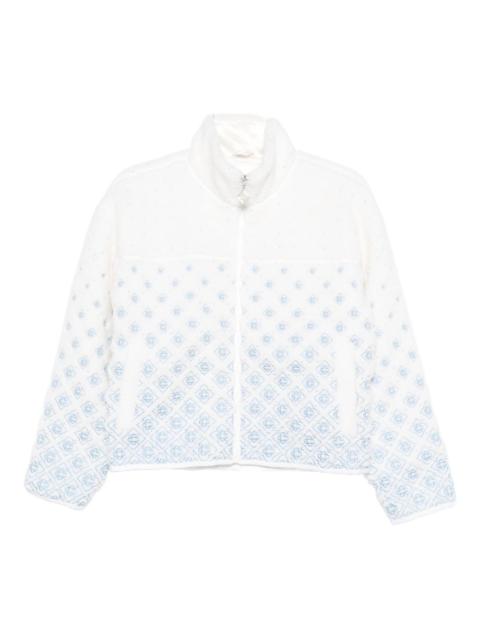 logo-embroidered fleece-texture jacket