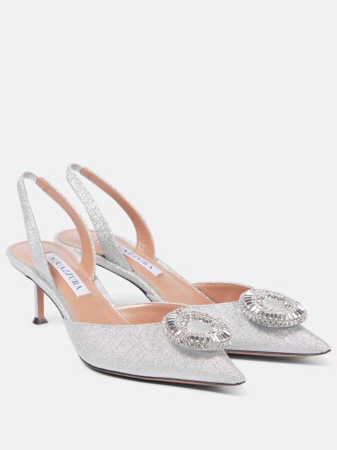 Crystal Hoop 50 glitter slingback pumps