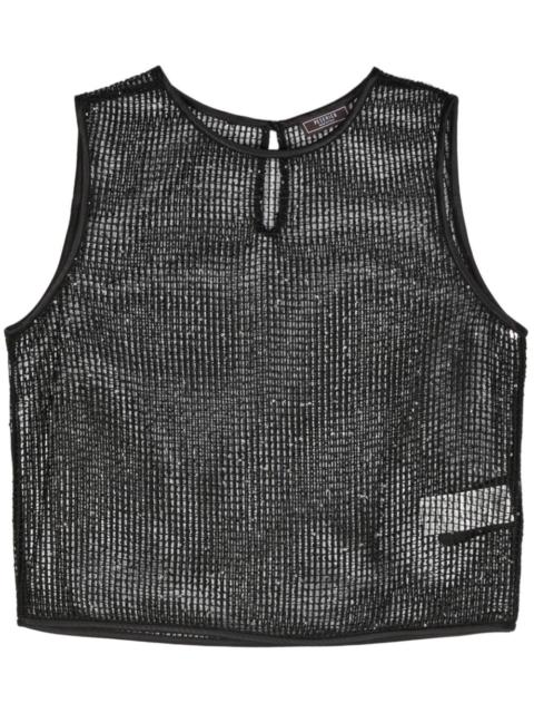 sequinned open-knit top