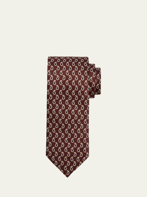 Men's Micro-Paisley Jacquard Silk Tie