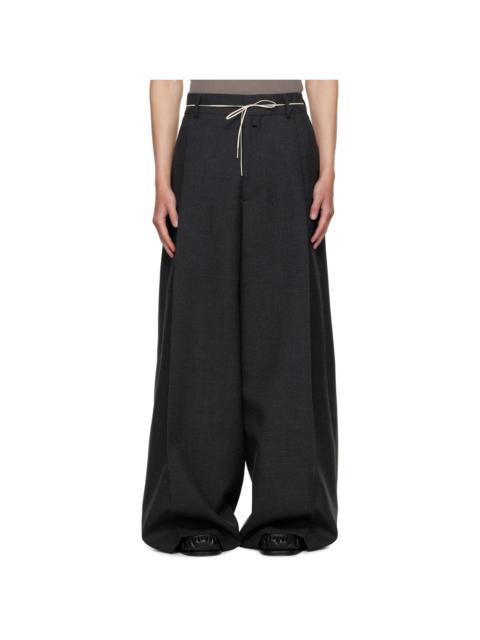Gray Wide Pleated Trousers