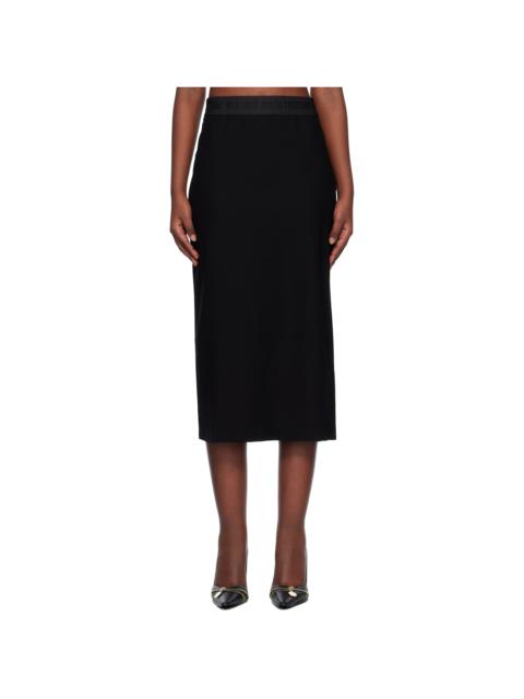 Black Logo Pencil Midi Skirt