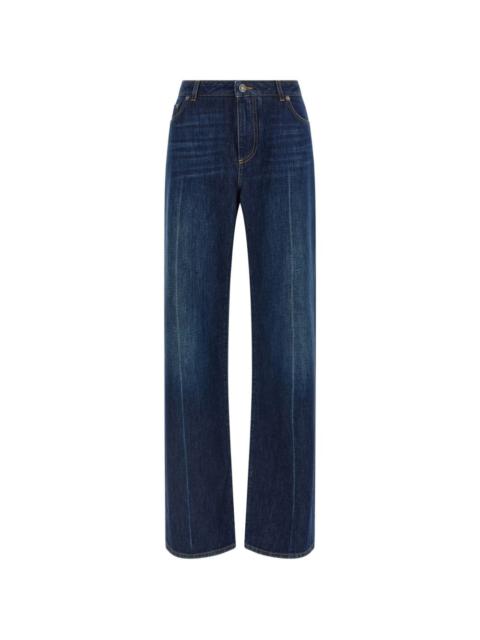 stone-washed low-waist jeans