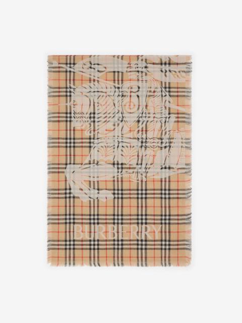 Wide EKD Check Wool Scarf