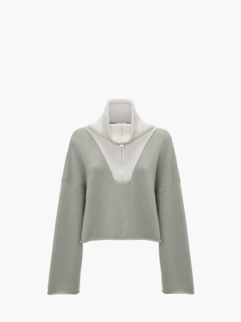 CROPPED FUNNEL NECK ZIP JUMPER