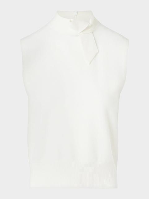 Neck-Tie Cashmere Sleeveless Sweater