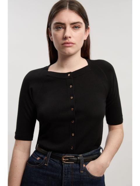 Viscose Blend Knitted Short Sleeve Cardigan