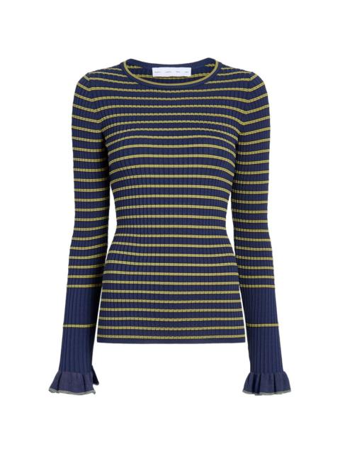 Yasmine striped ruffled sweater