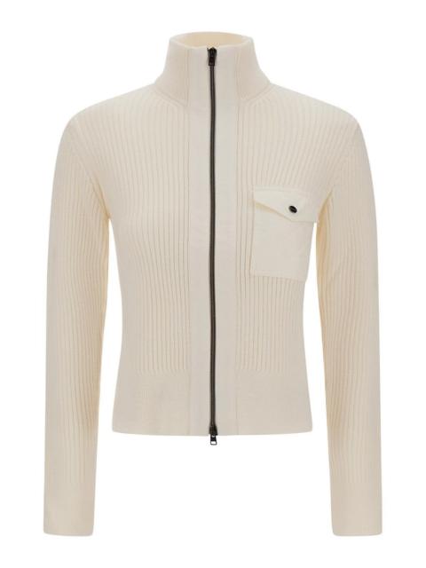 Nylon Trim Zip Cardigan