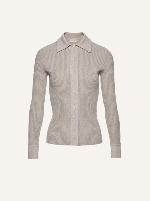 Marled collared knitwear top in grey