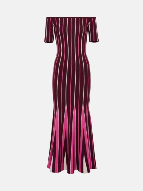 Pleated wool maxi dress