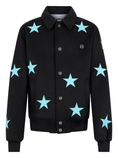 star-print wool shirt jacket