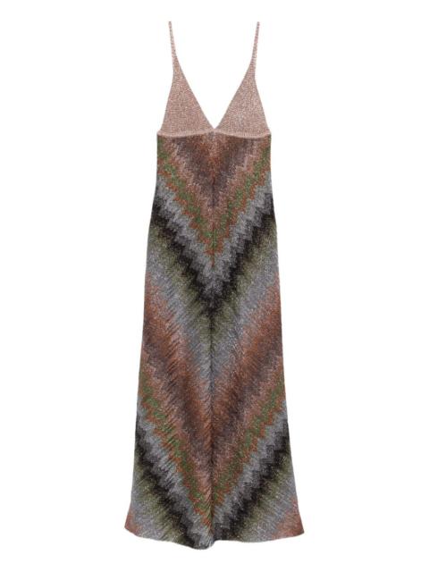 V-neck chevron maxi dress