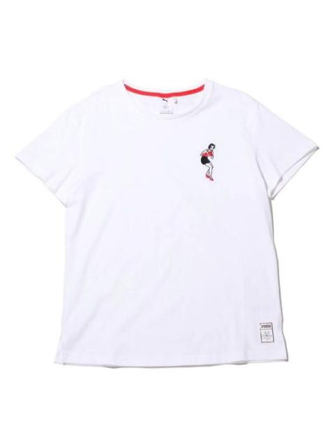 (WMNS) PUMA x Charlotte Crossover SP20 Small Pattern Round Neck Short Sleeve White 596763-57