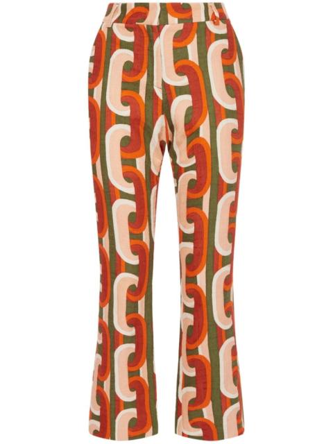 24/7 Prometheus-print kick-flare trousers