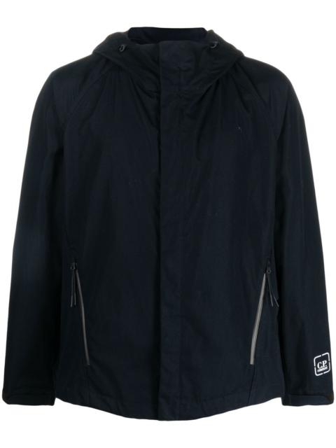 logo-patch zipped hooded jacket
