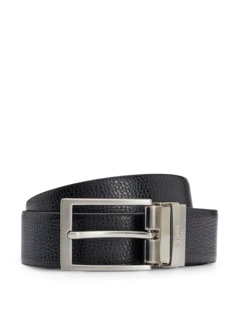 REVERSIBLE BELT IN ITALIAN LEATHER WITH BRANDED KEEPER