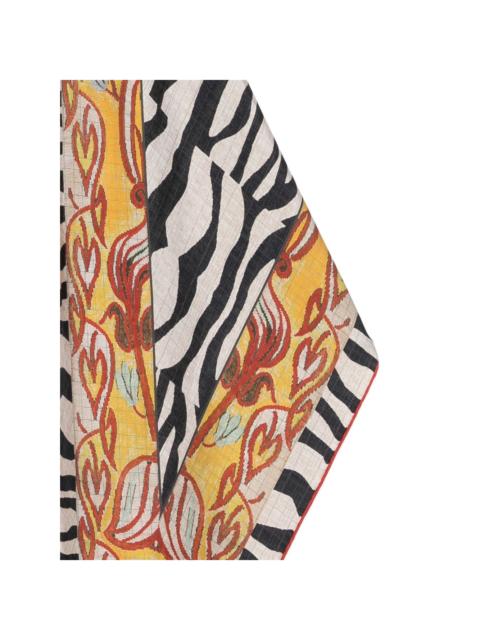 zebra-print floral scarf