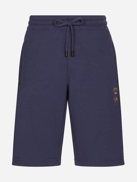Jersey jogging shorts with embroidery