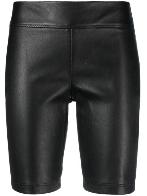 logo-print leather shorts