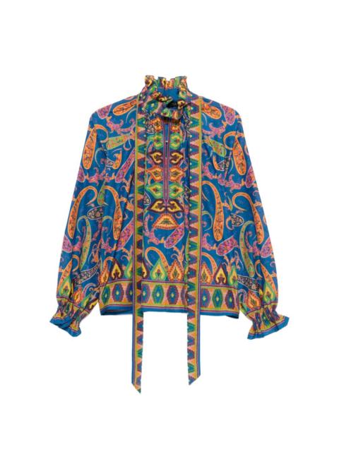 pussy-bow paisley blouse