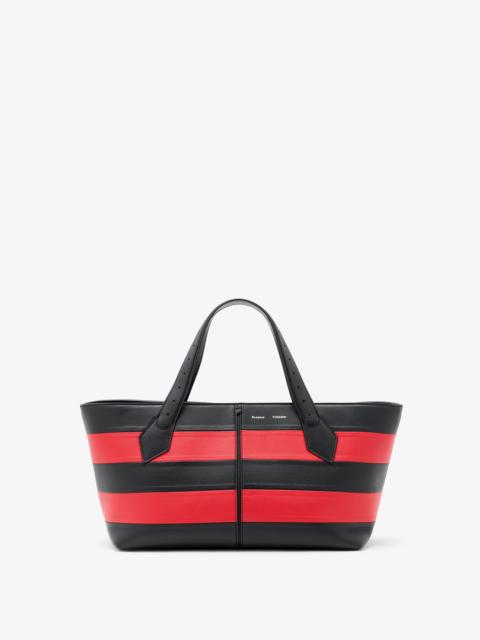East West Chelsea Tote in Striped Nappa Plonge