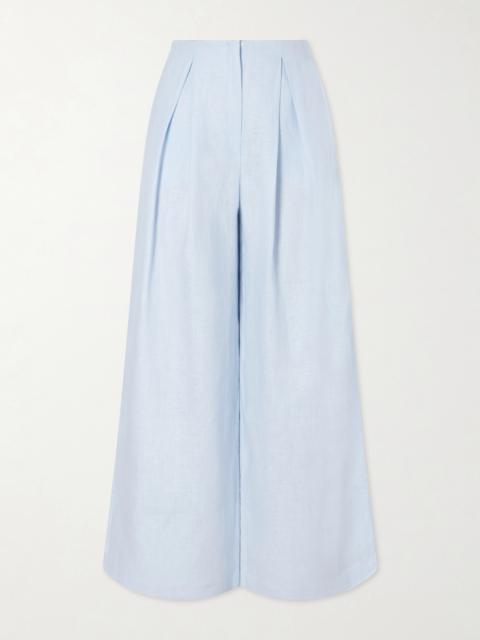 Naces Pleated Linen Wide-leg Pants