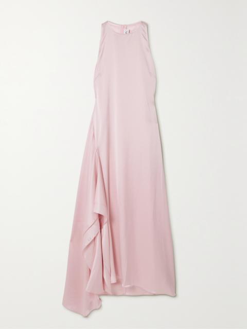 Asymmetric Draped Duchesse-satin Maxi Dress