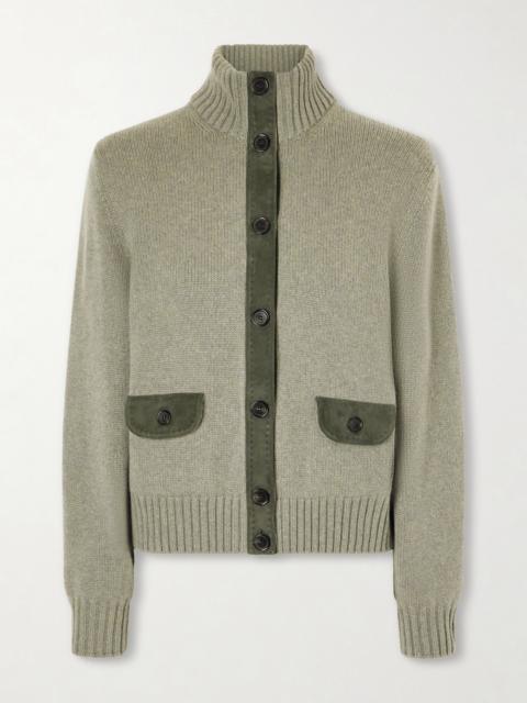 Parksville Suede-trimmed Cashmere Cardigan