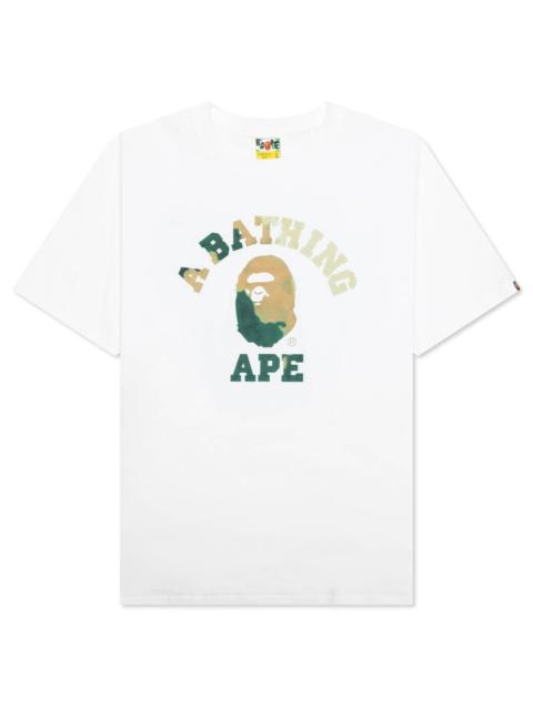 TIE DYE COLLEGE TEE - WHITE/BEIGE