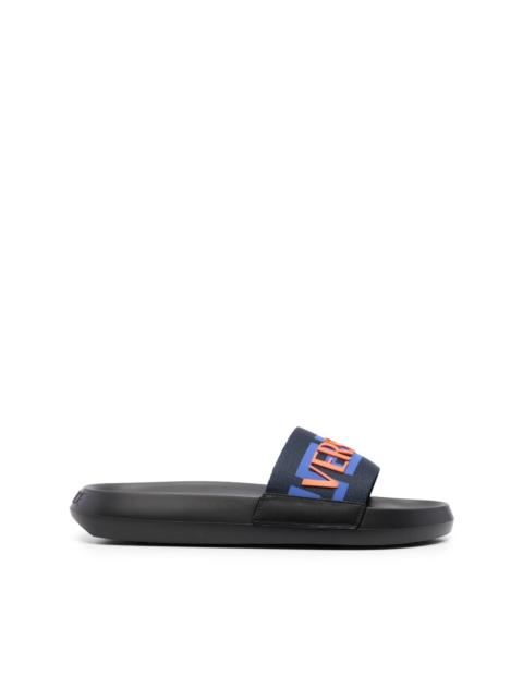 logo-appliqué open-toe slides