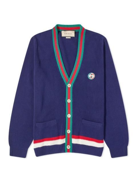 Gucci GG Logo Stripe Placket Cardigan