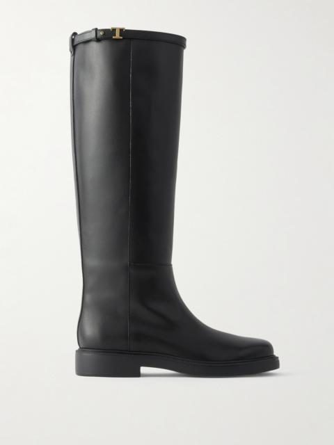 Gomma Embellished Leather Knee Boots