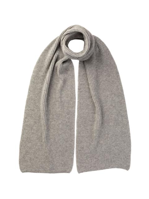 Grey Cashmere Ribbed Scarf