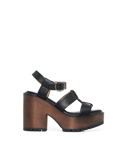 Hera Platform Sandal in Black Leather