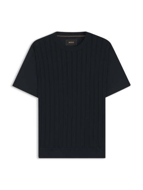 CABLE-KNIT T-SHIRT IN COTTON AND SILK
