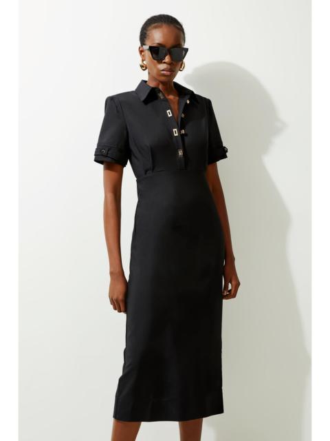 Essential Techno Shirt Sleeve Woven Shirt Dress With Gold Hardware