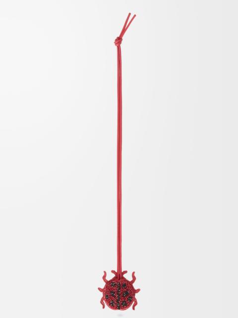 Ladybug keyfob charm in beaded leather