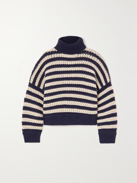 Striped Wool, Cashmere And Silk-blend Turtleneck Sweater