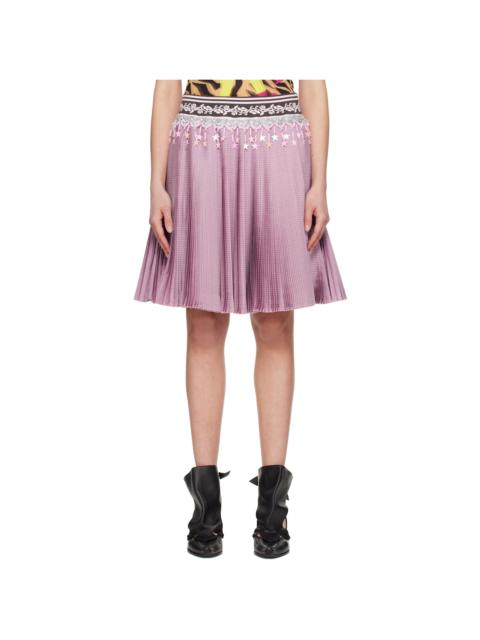 Pink Stacey Knitted Pleated Midi Skirt