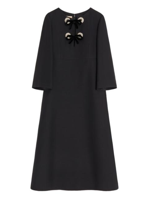 rhinestone-embroidered midi dress