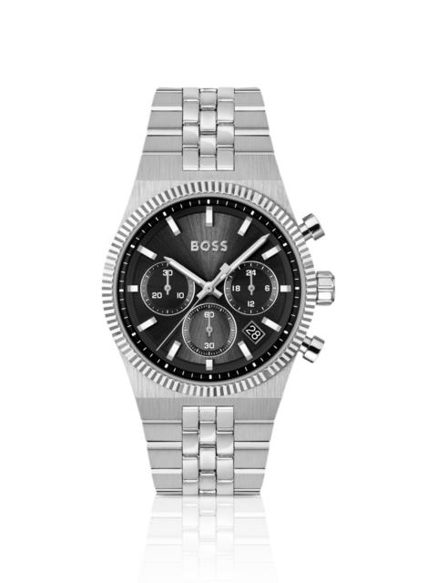CANDOR BLACK-DIAL CHRONOGRAPH WATCH WITH FLUTED BEZEL