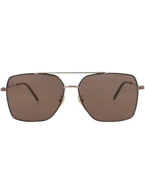 Gucci Aviator-Frame Metal Sunglasses Gold/Gold/Brown (GG1053SK-30011661-002)