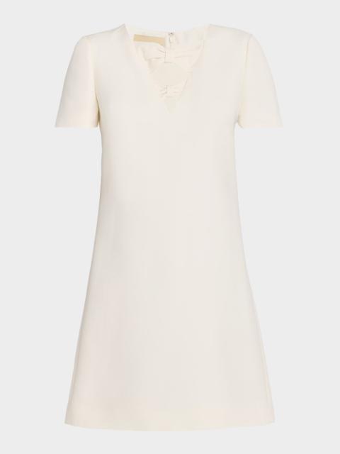 Bow Cutout Short-Sleeve Mini Dress