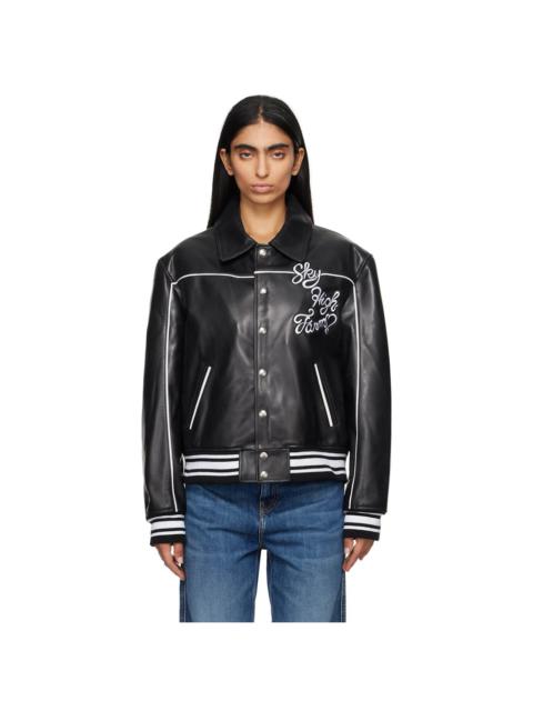 Black 'Sky High Entertainment' Leather Jacket