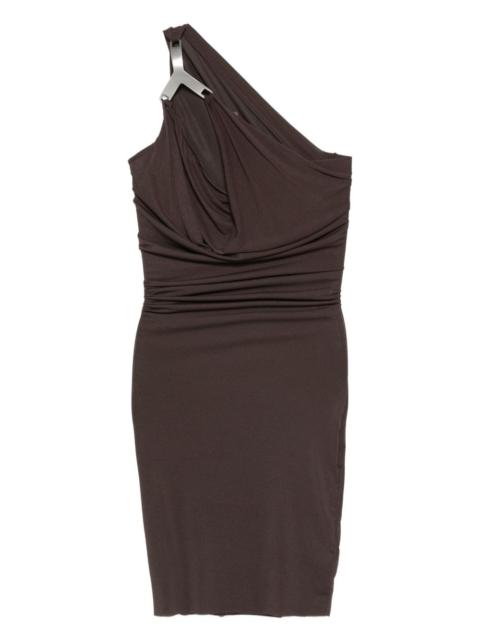 one-shoulder draped dress