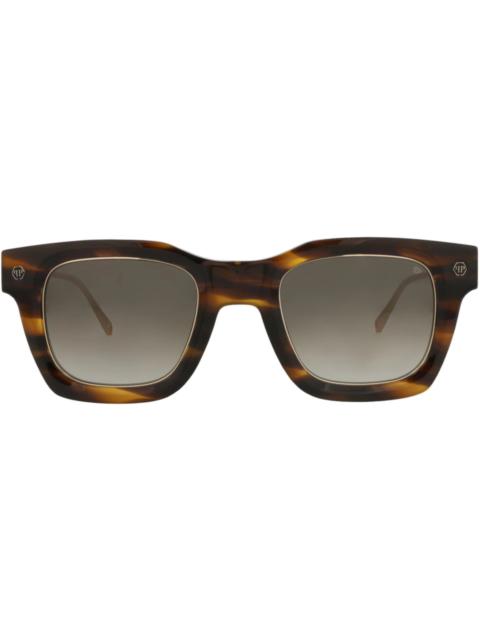 Philipp Plein Square-Frame Acetate Sunglasses Havana Gold Brown (SPP105M-50-09FM)