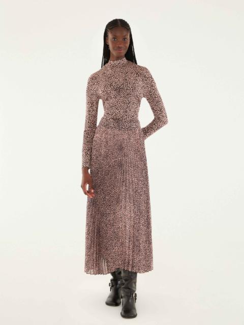 Pink Baby Leopard Pleated Maxi Skirt