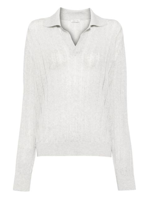 lace ribbed polo shirt