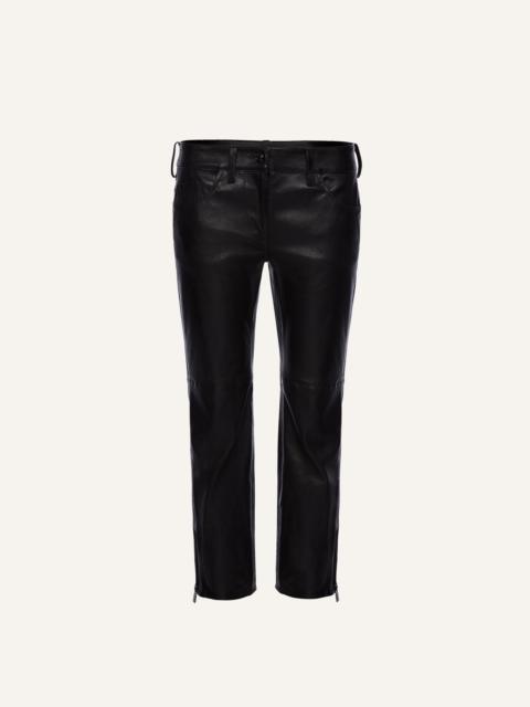 Low waist cropped leather pants in black